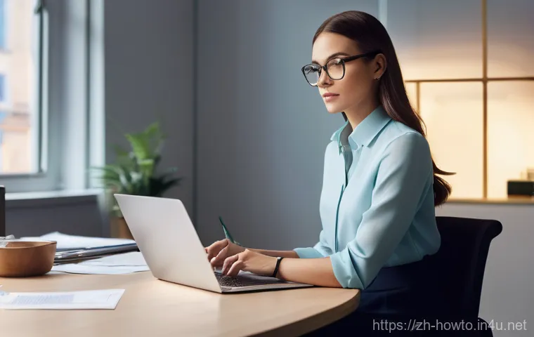 업무 자동화 도구 활용법 - **Prompt 1: "From Chaos to Control"**
    A young professional woman, in her late 20s, with a compos...