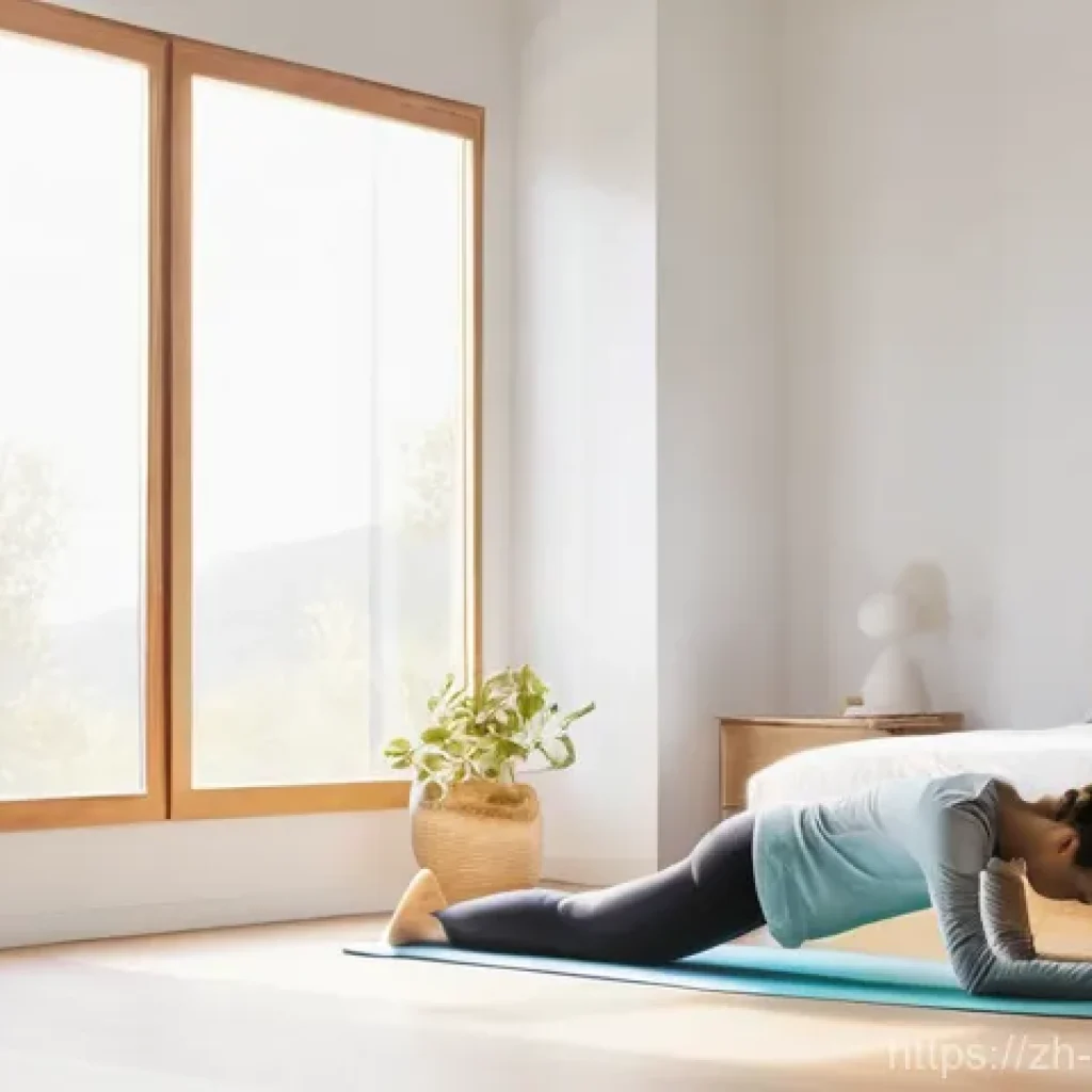 헬스케어 운동 루틴 - **Prompt 1: Morning Serenity Stretch**
    A young woman in her late 20s, with a peaceful expression...