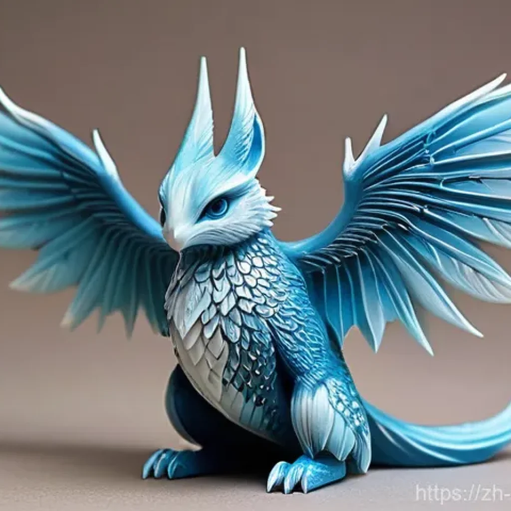 SLA 3D 프린팅 활용법 - **Prompt:** A hyper-detailed, intricately designed fantasy creature figurine, 3D printed with SLA te...