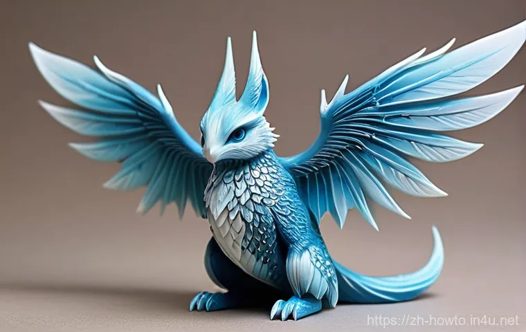 SLA 3D 프린팅 활용법 - **Prompt:** A hyper-detailed, intricately designed fantasy creature figurine, 3D printed with SLA te...