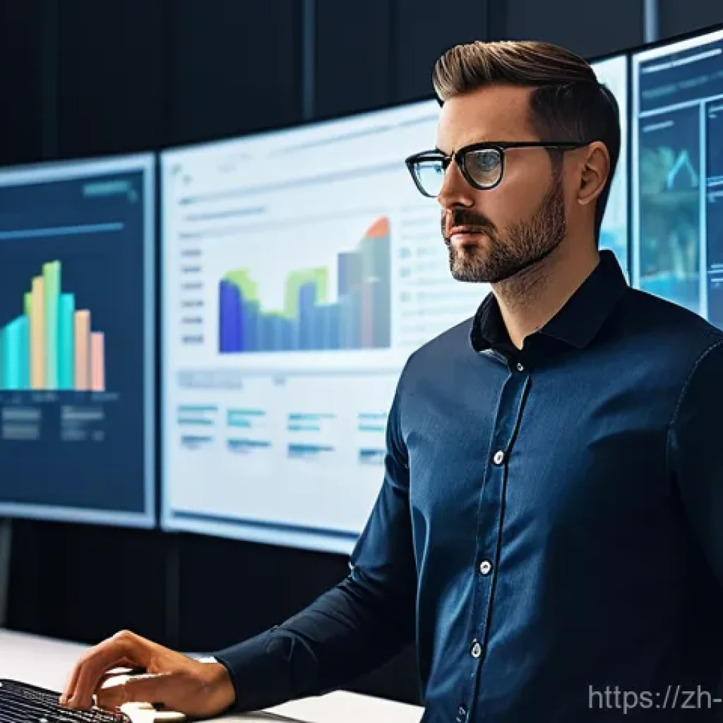 프로젝트 관리 소프트웨어 활용법 - **Prompt:** A futuristic, professional project manager, mid-30s, male, with short, neat hair and wea...