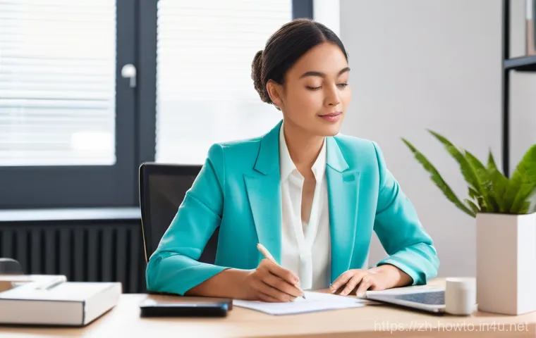 우편물 관리 앱 활용법 - **Prompt 1: Effortless Modern Parcel Management**
    A calm, elegant young woman in her late 20s, d...