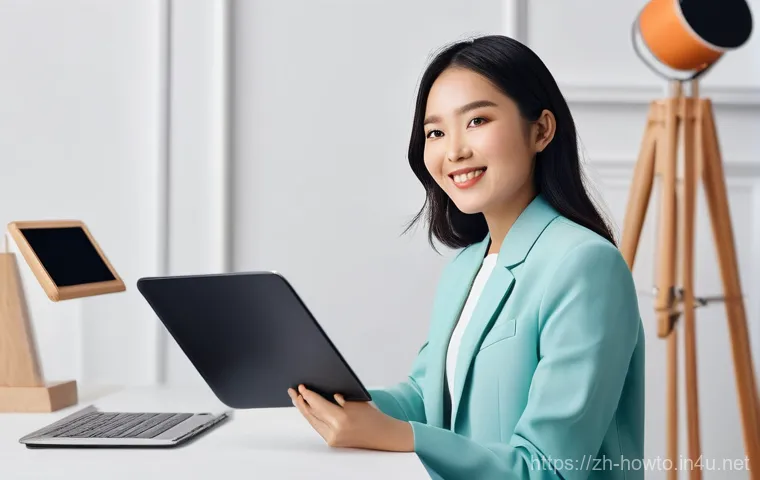 소셜 미디어 활용법 - **Prompt:** A vibrant, creative female content creator (approximately 25-30 years old, East Asian ap...